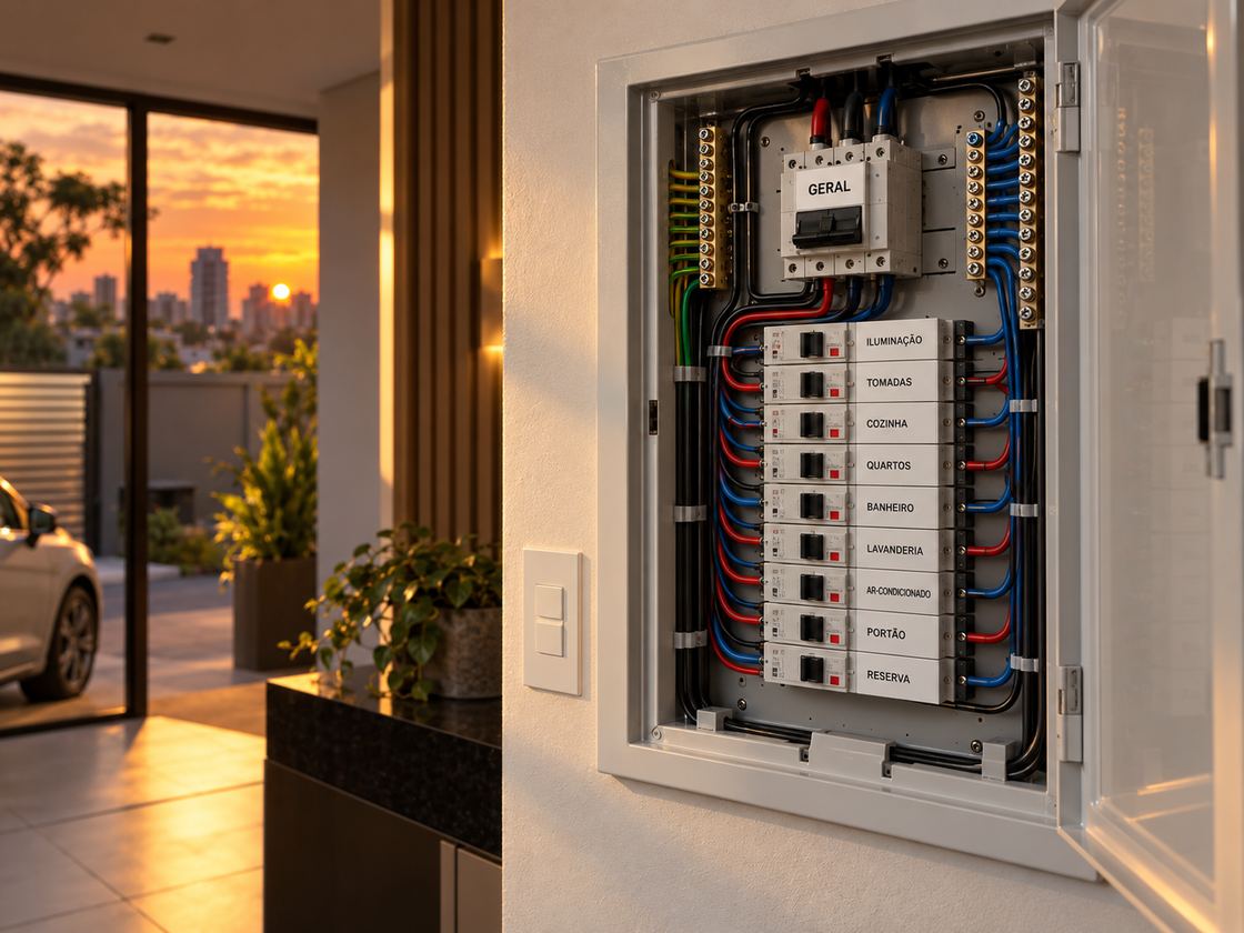 Elétrica residencial instalado por equipe da Comercial 5A em imóvel de São Paulo