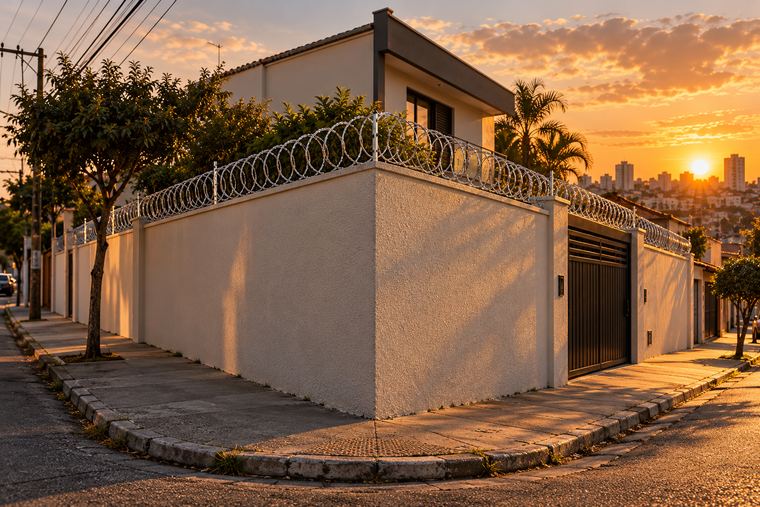 Imóvel do tipo atendido pelo serviço de concertina e cercas perfurantes